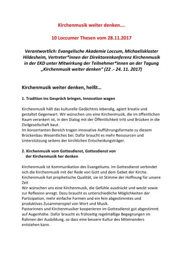 Cover Loccumer Thesen