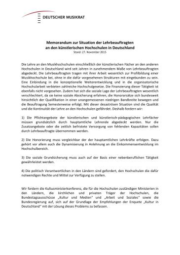 Titel Memorandum DMR Lehrbeauftragte
