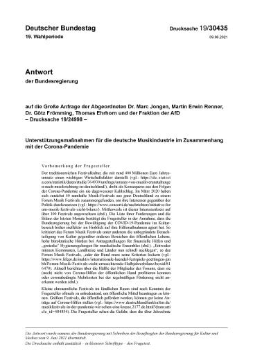 Titel Antwort Bundesregierung Musikindustrie