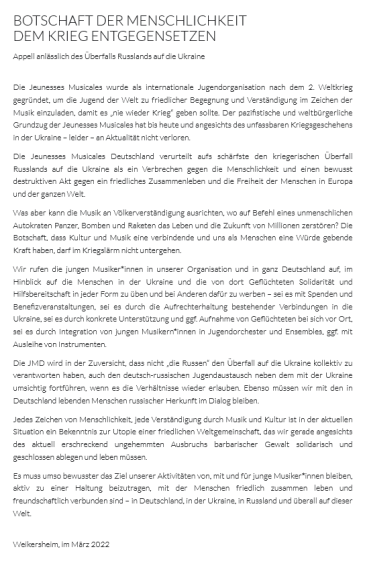 Titel Appell Ukraine