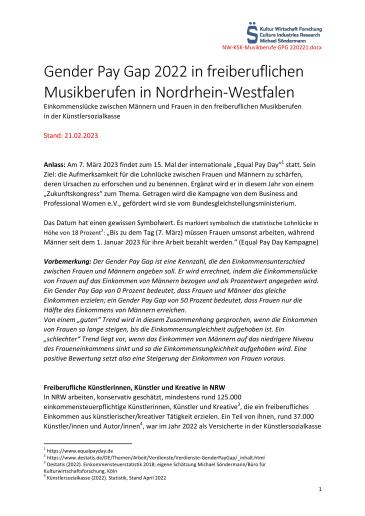 Cover Gender Pay Gap NRW