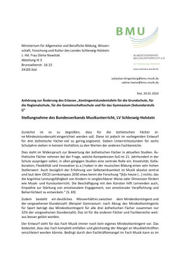 Abbildung: Seite 1 der Stellungnahme