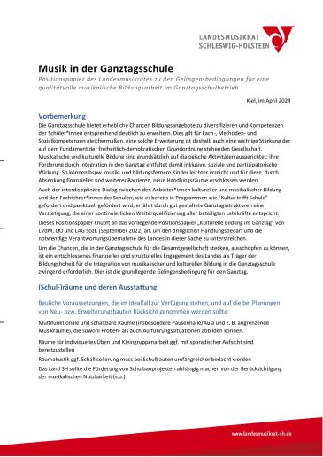 Abbildung: 1. Seite des Positionspapieres