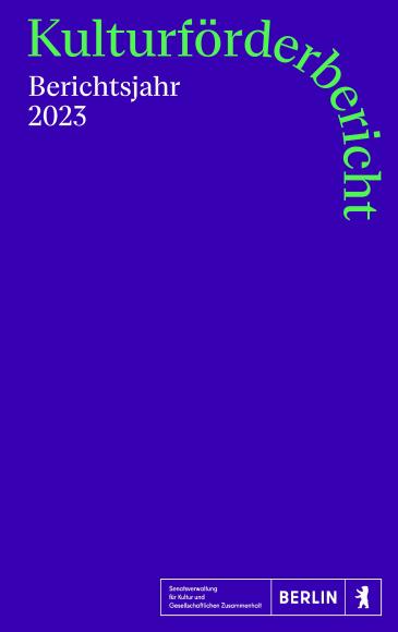 Cover Kulturförderbericht 2023 Berlin