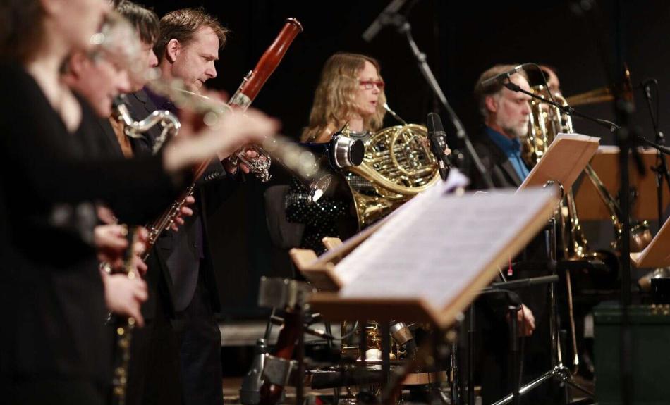 Ensemble Musikfabrik bei der Uraufführung von Georges Aperghis „Intermezzi“ bei der musica viva des br, München, März 2018 