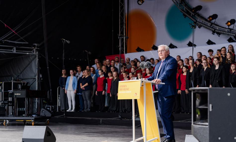 Bundespräsident Frank-Walter Steinmeier bei der Eröffnung des Deutschen Chorfests 2025 in Nürnberg