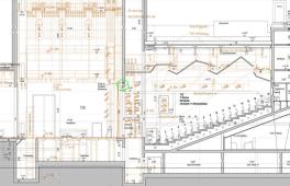 Plan der Bühnentechnik der Staatsoperette Dresden im Kraftwerk Mitte