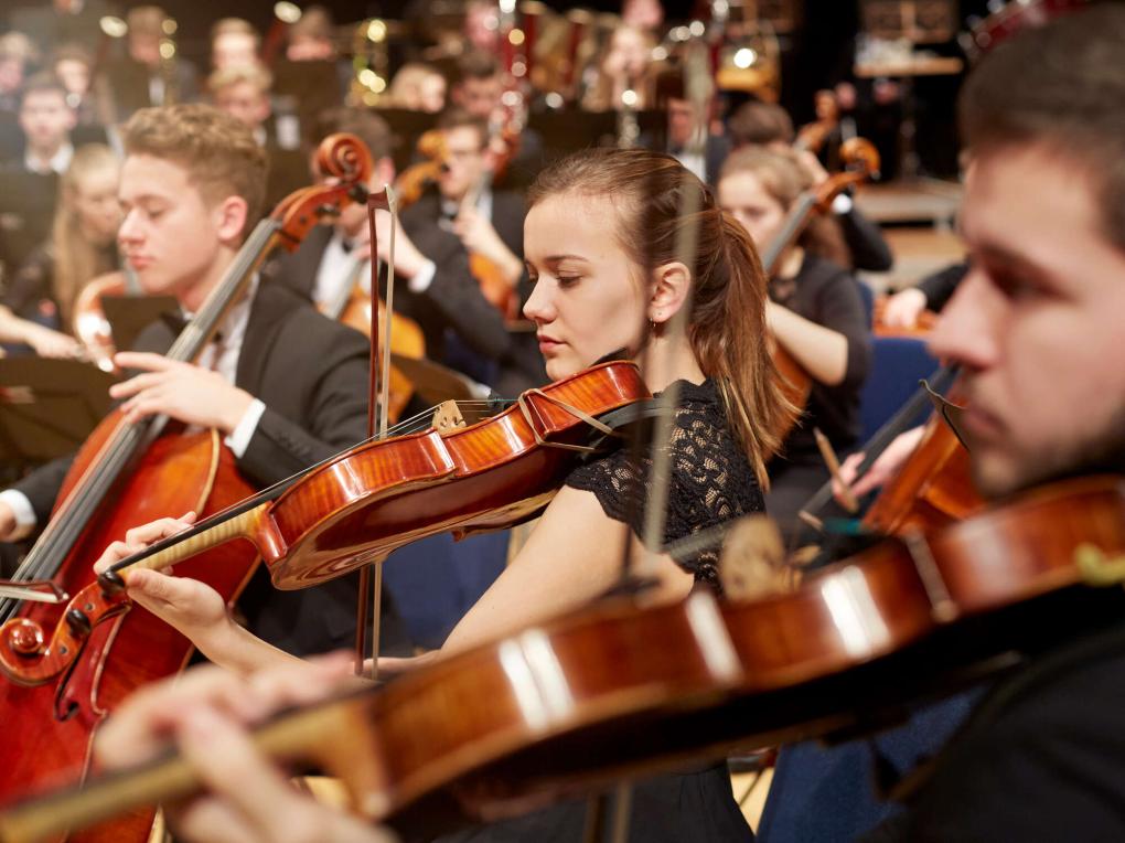 Junge Streicher während eines Konzerts