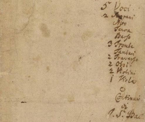 Ausschnitt aus dem Titelblatt des Autographen der Messe h-Moll von Johann Sebastian Bach