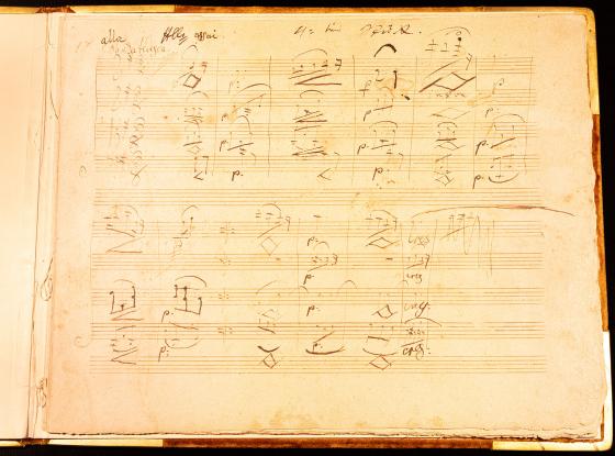Ludwig van Beethoven, Streichquartett in B-Dur op. 130, 4. Satz, Alla Danza tedesca, Autograph, 1. Notenseite