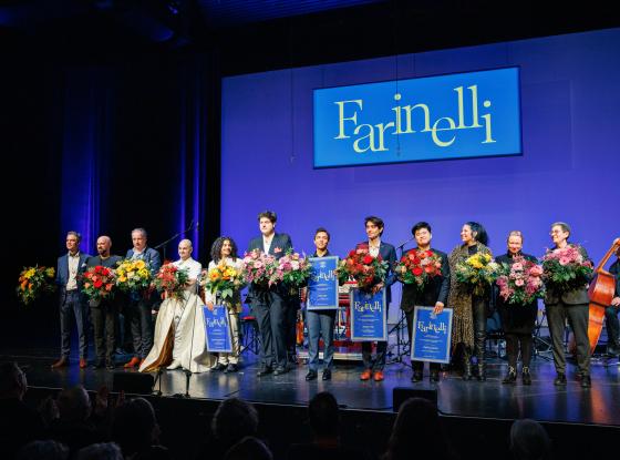Christoph von Bernuth, sämtliche Jurymitglieder und Finalteilnehmer des 1. Farinelli-Wettbewerbs für Countertenöre im Rahmen der Internationalen Händel-Festspiele Karlsruhe 2025